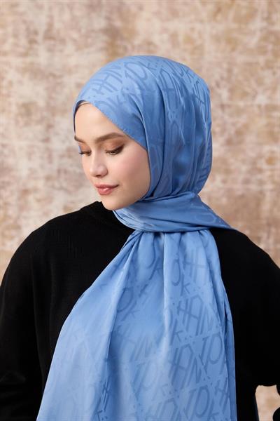 Fall Winter İpeksi Jakar Şal İndigo Mavi 9020-14