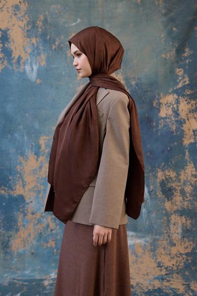 Fall Winter İpeksi Jakar Şal Kahverengi 9018-08