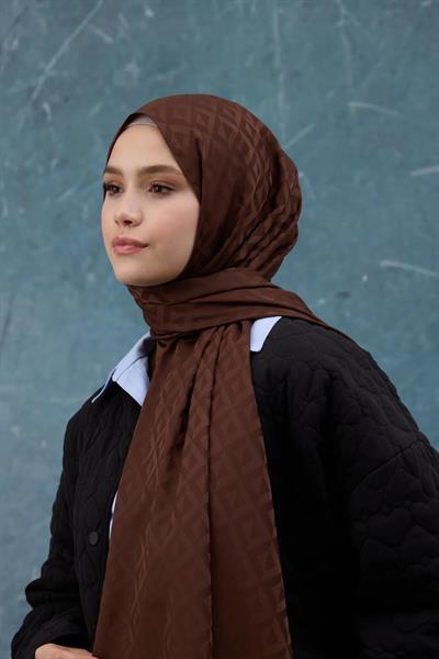 Fall Winter İpeksi Jakar Şal Kahverengi 9019-08