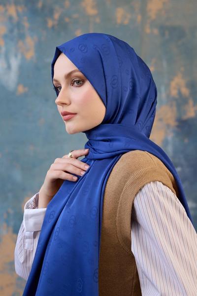 Fall Winter İpeksi Jakar Şal Mavi 9018-05