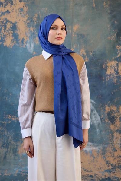 Fall Winter İpeksi Jakar Şal Mavi 9018-05