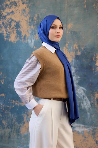 Fall Winter İpeksi Jakar Şal Mavi 9018-05