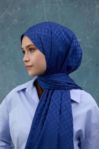 Fall Winter İpeksi Jakar Şal Mavi 9019-05