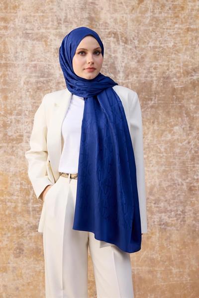Fall Winter İpeksi Jakar Şal Mavi 9020-05
