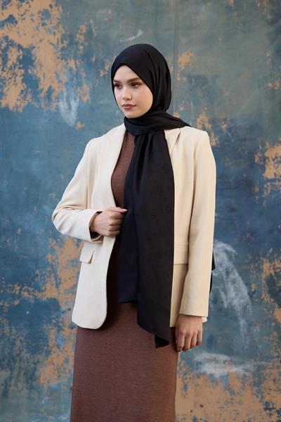 Fall Winter İpeksi Jakar Şal Siyah 9018-06