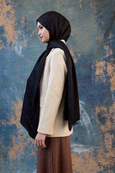 Fall Winter İpeksi Jakar Şal Siyah 9018-06