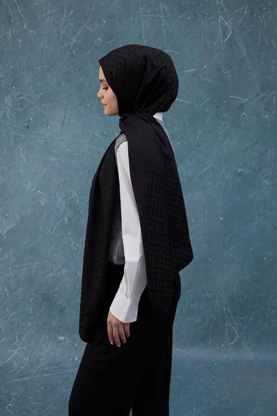 Fall Winter İpeksi Jakar Şal Siyah 9019-06