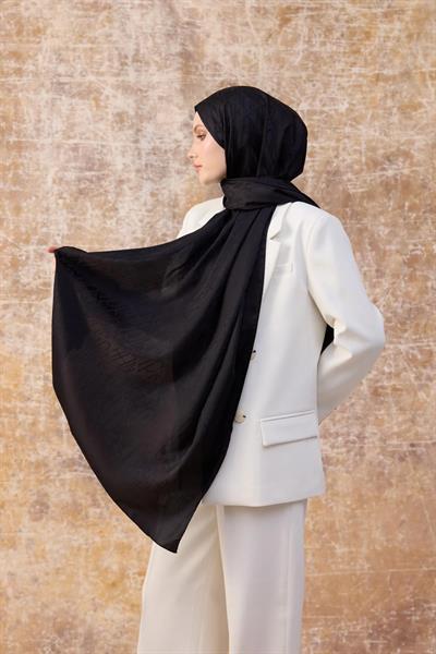 Fall Winter İpeksi Jakar Şal Siyah 9020-06