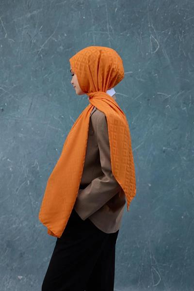 Fall Winter İpeksi Jakar Şal Turuncu 9019-03