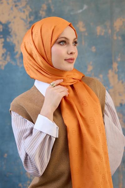 Fall Winter İpeksi Jakar Şal Turuncu 9018-03