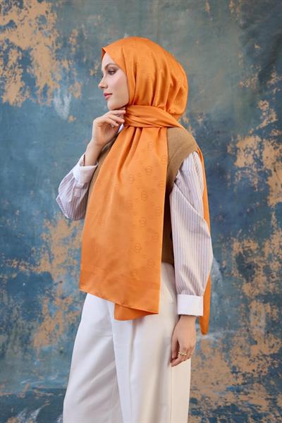 Fall Winter İpeksi Jakar Şal Turuncu 9018-03
