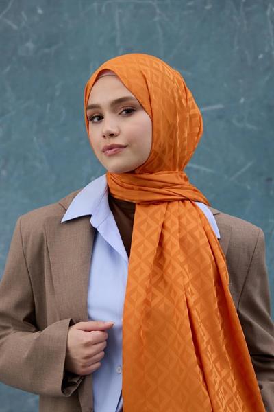Fall Winter İpeksi Jakar Şal Turuncu 9019-03