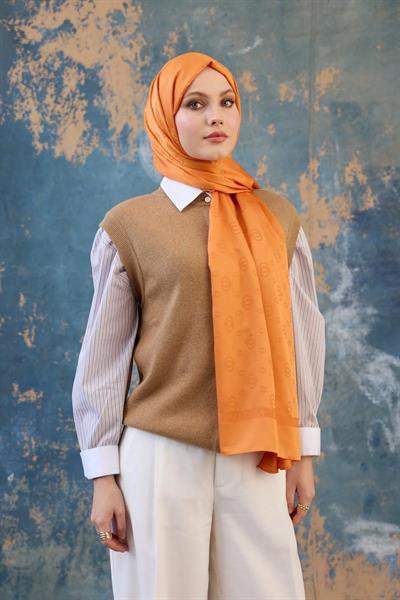 Fall Winter İpeksi Jakar Şal Turuncu 9018-03
