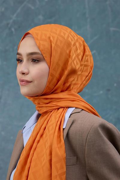 Fall Winter İpeksi Jakar Şal Turuncu 9019-03