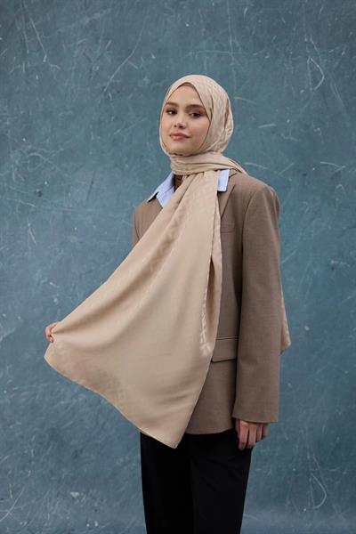 Fall Winter İpeksi Jakar Şal Vizon 9019-25