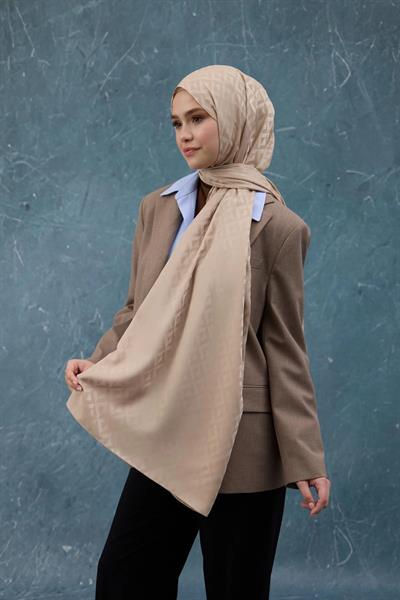 Fall Winter İpeksi Jakar Şal Vizon 9019-25
