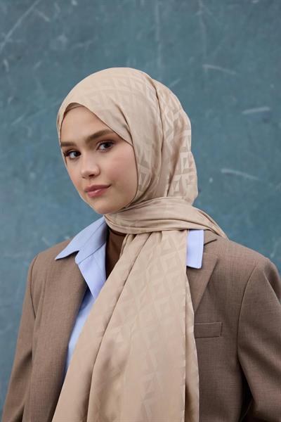 Fall Winter İpeksi Jakar Şal Vizon 9019-25