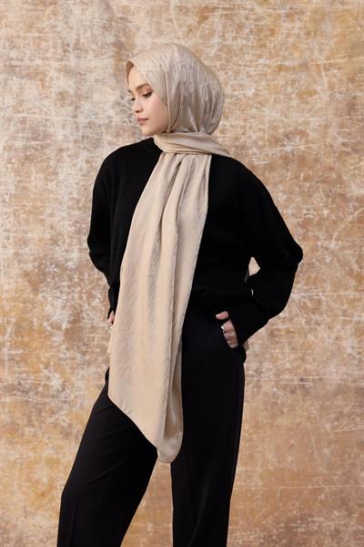 Fall Winter İpeksi Jakar Şal Vizon 9020-25