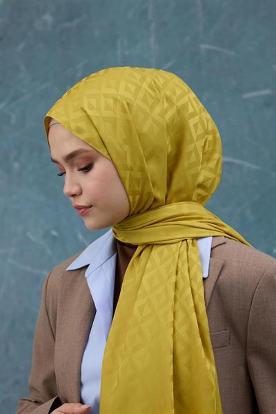 Fall Winter İpeksi Jakar Şal Yağ Yeşili 9019-04