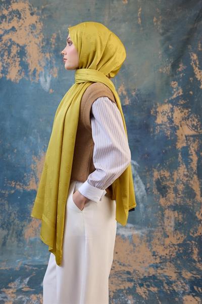 Fall Winter İpeksi Jakar Şal Yağ Yeşili 9018-04