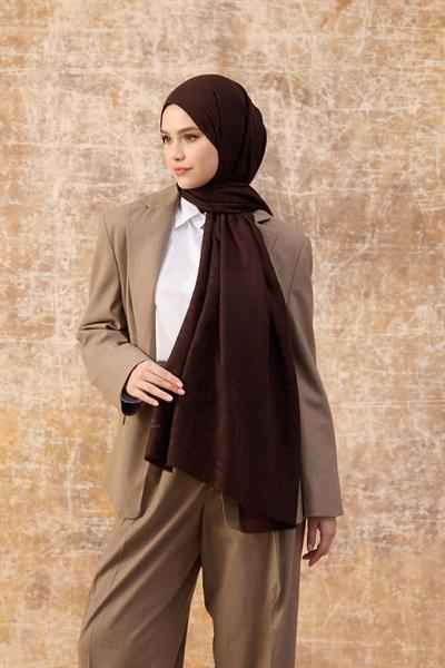 Fendi Desen Pamuk Jakar Şal Acı Kahve 8009-16