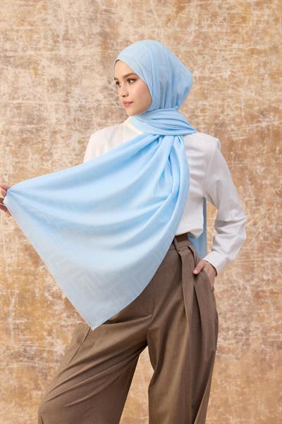 Fendi Desen Pamuk Jakar Şal Bebe Mavisi 8009-03