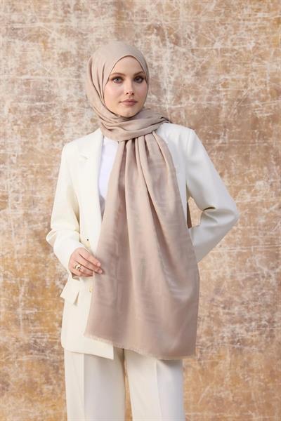 Fendi Desen Pamuk Jakar Şal Bej 8009-27