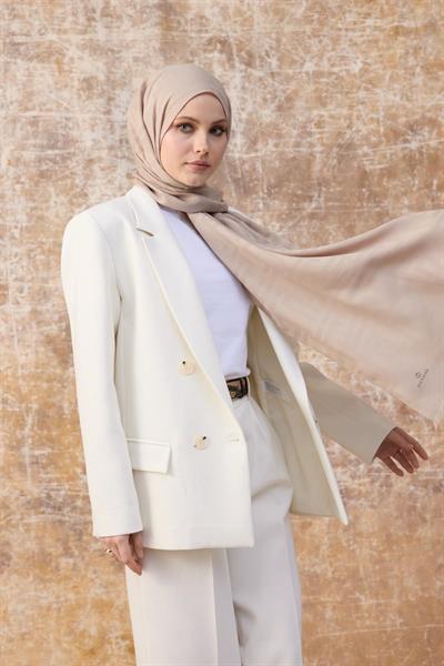 Fendi Desen Pamuk Jakar Şal Bej 8009-27