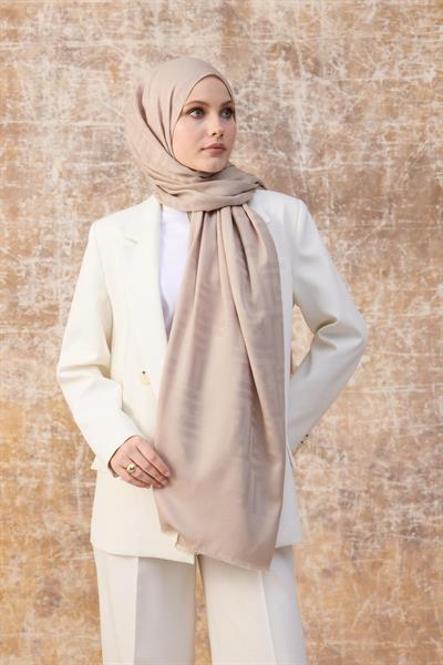 Fendi Desen Pamuk Jakar Şal Bej 8009-27