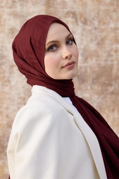 Fendi Desen Pamuk Jakar Şal Bordo 8009-02