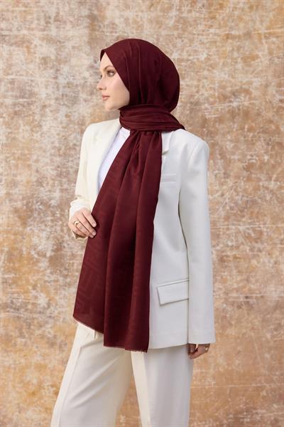 Fendi Desen Pamuk Jakar Şal Bordo 8009-02