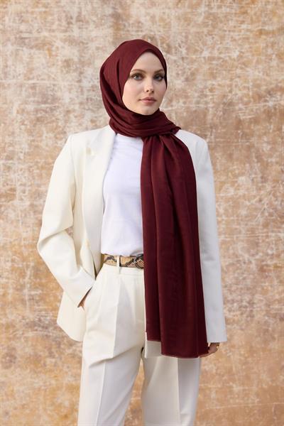 Fendi Desen Pamuk Jakar Şal Bordo 8009-02