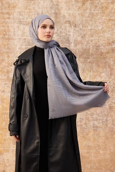 Fendi Desen Pamuk Jakar Şal Gri 8009-09