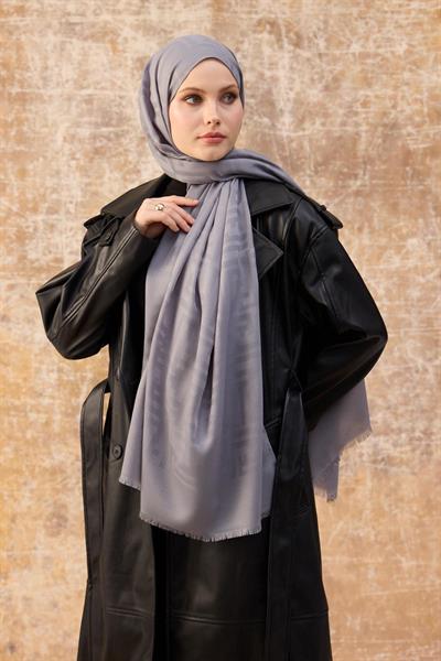Fendi Desen Pamuk Jakar Şal Gri 8009-09