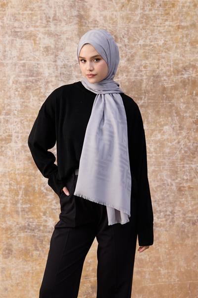 Fendi Desen Pamuk Jakar Şal Gümüş 8009-06