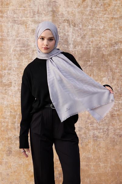 Fendi Desen Pamuk Jakar Şal Gümüş 8009-06