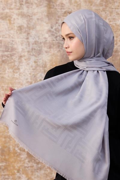 Fendi Desen Pamuk Jakar Şal Gümüş 8009-06
