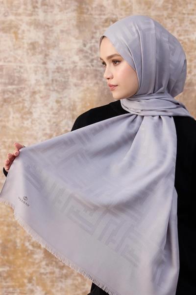 Fendi Desen Pamuk Jakar Şal Gümüş 8009-06