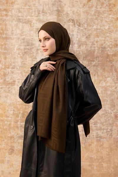 Fendi Desen Pamuk Jakar Şal Haki 8009-18