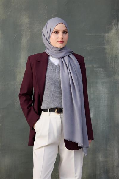 Fendi Desen Pamuk Jakar Şal Lavanta Gri 8009-04