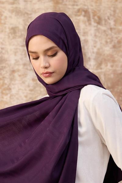 Fendi Desen Pamuk Jakar Şal Mor 8009-13