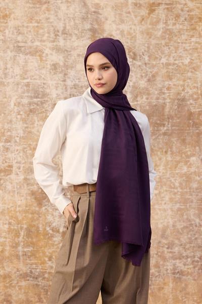 Fendi Desen Pamuk Jakar Şal Mor 8009-13