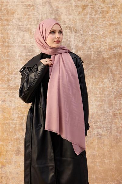 Fendi Desen Pamuk Jakar Şal Pembe 8009-17