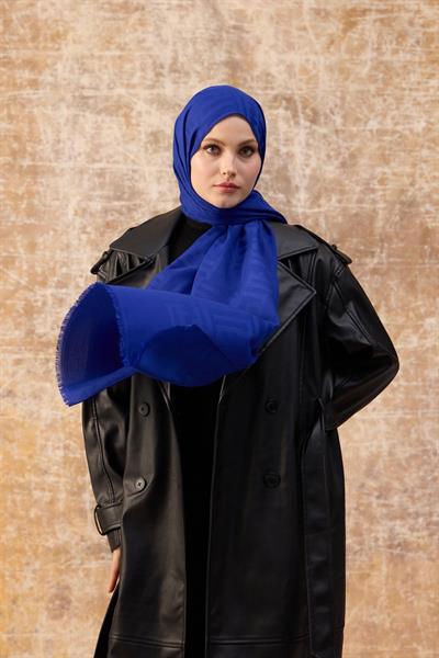 Fendi Desen Pamuk Jakar Şal Saks 8009-12