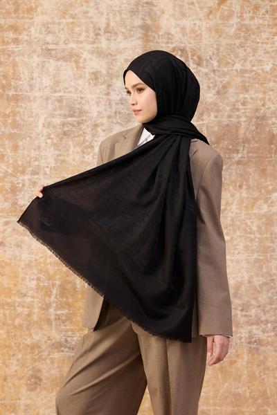 Fendi Desen Pamuk Jakar Şal Siyah 8009-10