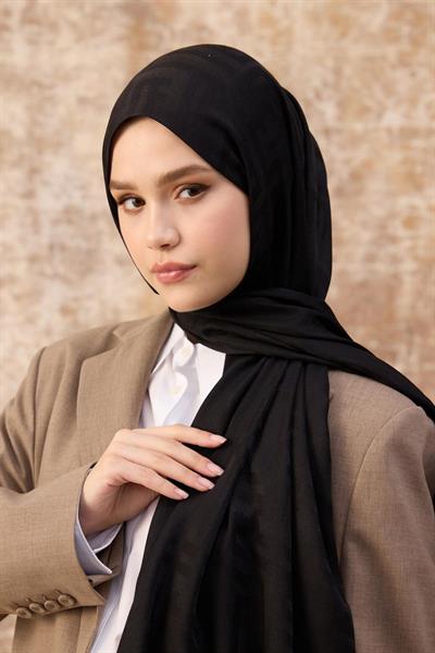 Fendi Desen Pamuk Jakar Şal Siyah 8009-10