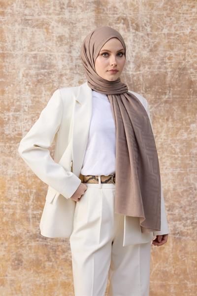 Fendi Desen Pamuk Jakar Şal Sütlü Kahve 8009-20