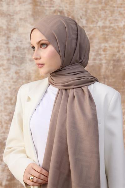 Fendi Desen Pamuk Jakar Şal Sütlü Kahve 8009-20