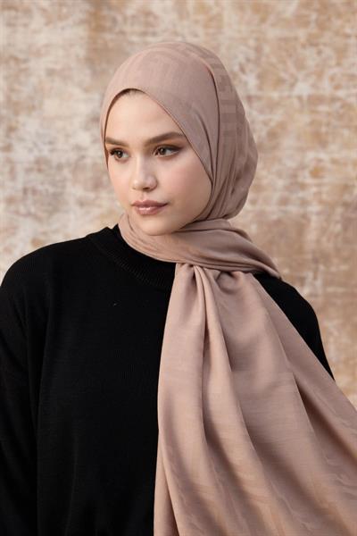 Fendi Desen Pamuk Jakar Şal Tatlı Vizon 8009-23