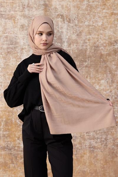 Fendi Desen Pamuk Jakar Şal Tatlı Vizon 8009-23